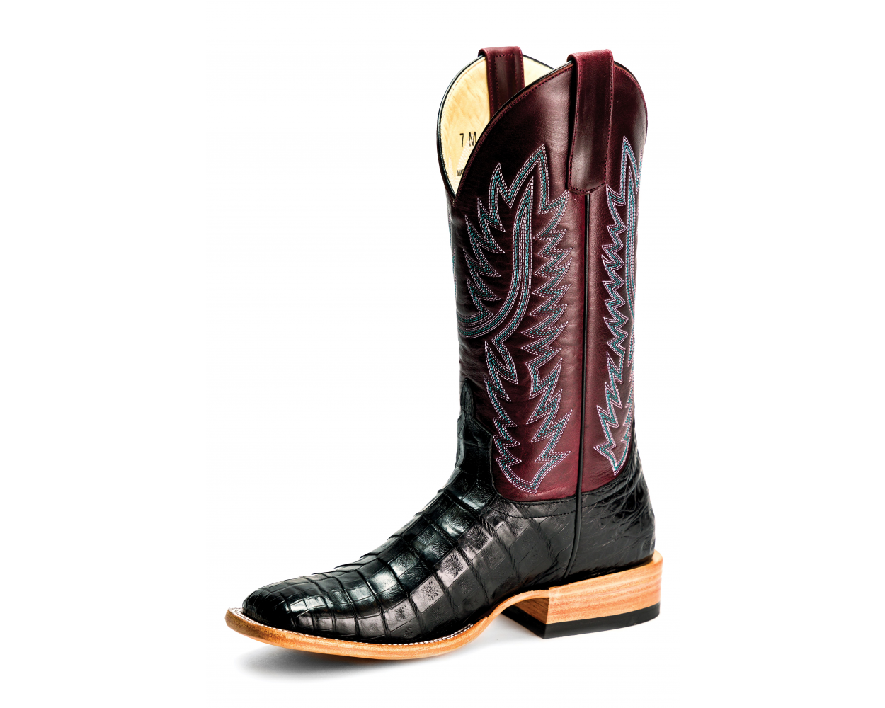 Macie Bean Ladies Black Caiman Square Toe Boots M2002