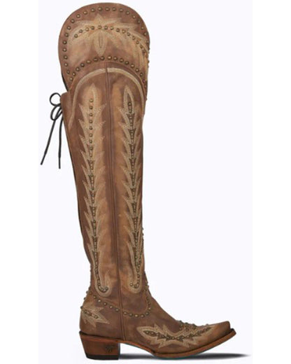 Womens Lanes Lexington Over the Knee Studded Boot - Oiled Saddle -LB0518F