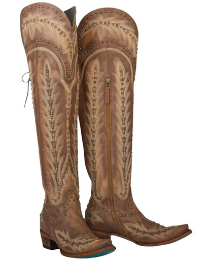 Womens Lanes Lexington Over the Knee Studded Boot - Oiled Saddle -LB0518F