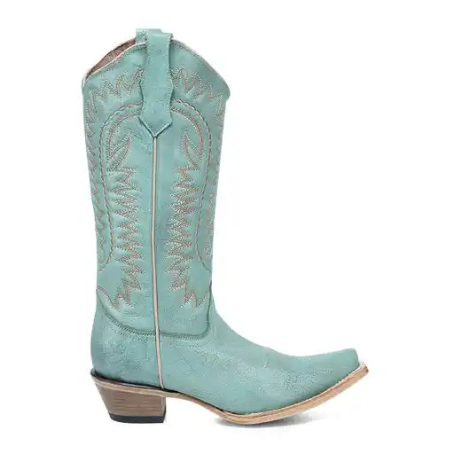 Ladies Circle G by Corral Turquoise Embroidery Snip Toe Cowboy Boots L6331