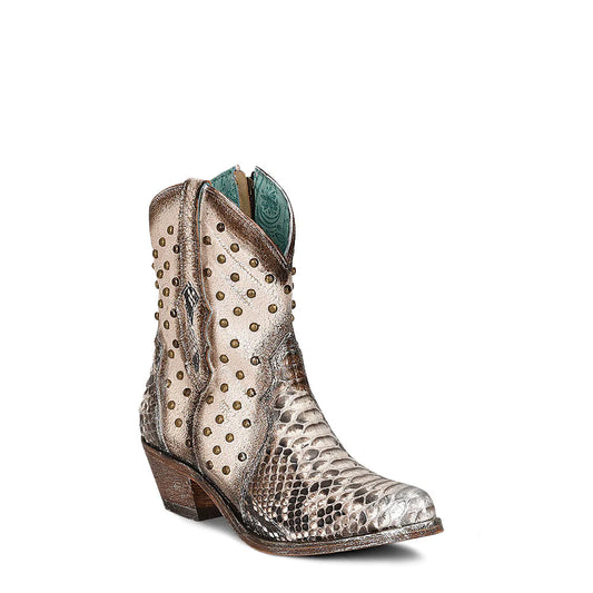 Women's Corral Python Exotic Ankle Boots Handcrafted Natural F1303