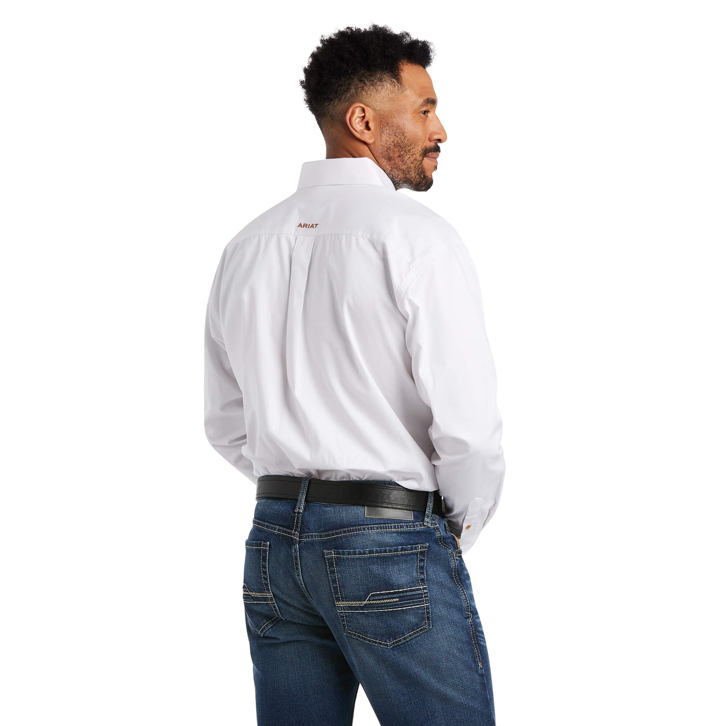 Ariat Men's  Cotton Twill Logo Long Sleeve Button Up Shirt White 10000503
