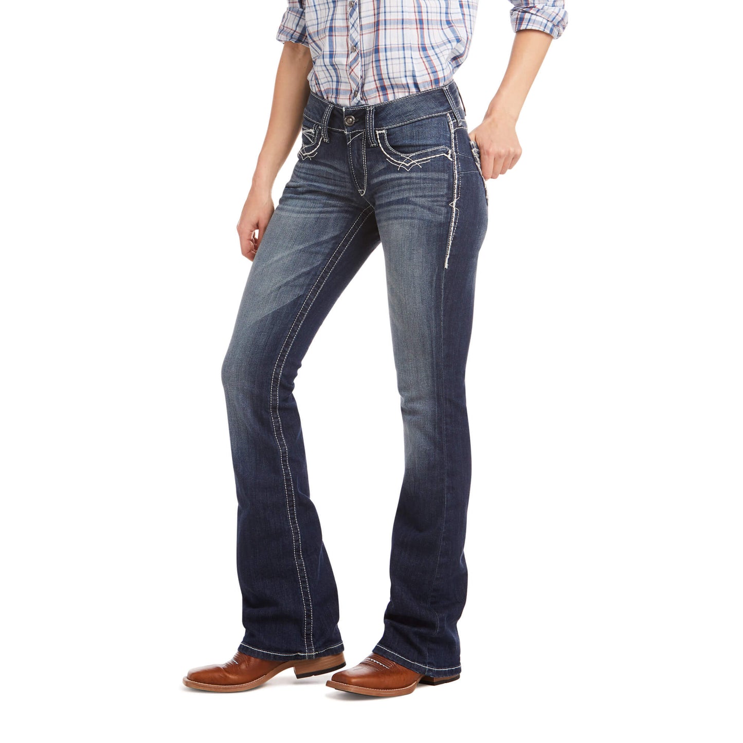 Women's Ariat Style No. 10017510 R.E.A.L. Mid Rise Stretch Entwined Boot Cut Jean