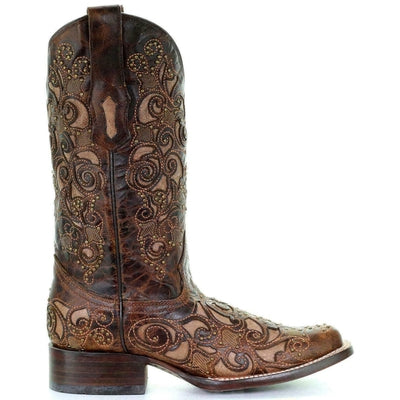 Corral Women's Inlay and Stud Accents Boot - Square Toe - A3326