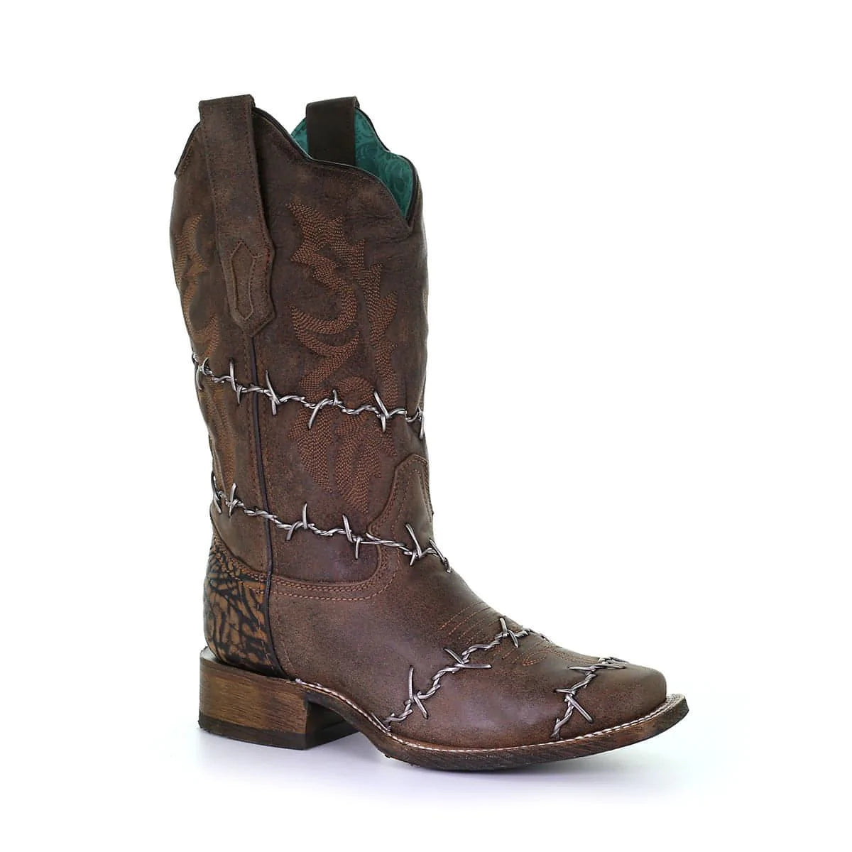 CORRAL WOMEN'S BARBED WIRE WOVEN WESTERN BOOTS - SQUARE TOE A3815