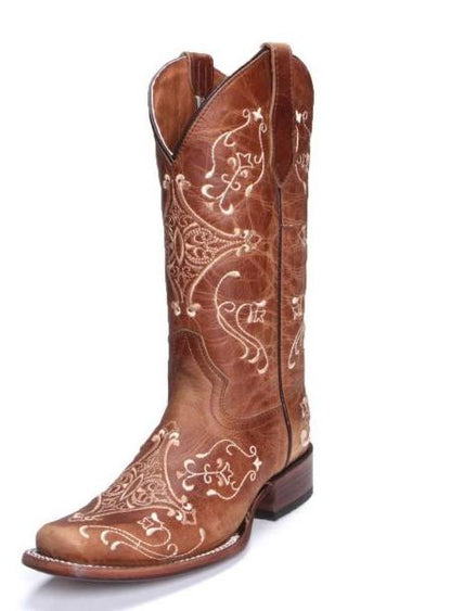 Circle G Womens Embroidered Tan Cowboy Boots L5556 L5556 BRN
