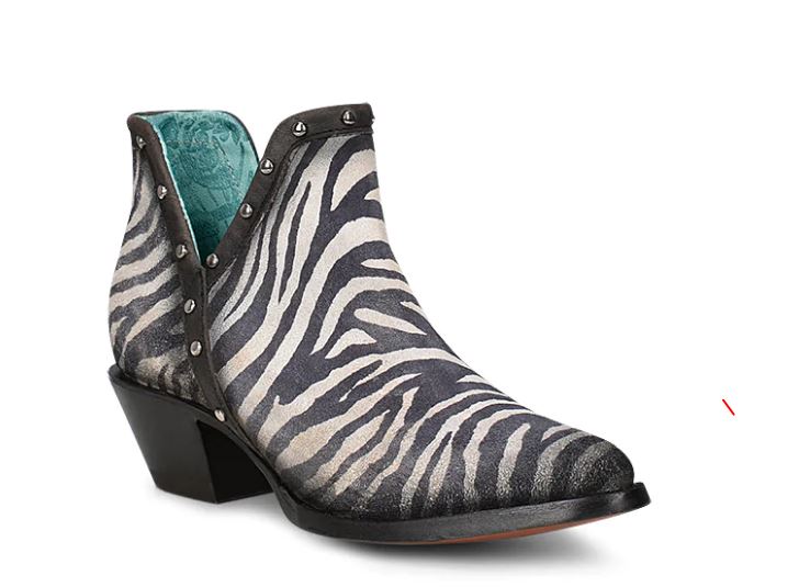 Corral Women's Zebra Print Studded Booties - Pointed Toe Z2012