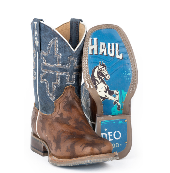 Tin Haul Kid's Rough Stock Boots w/Rodeo Poster Sole 14-018-0077-0815