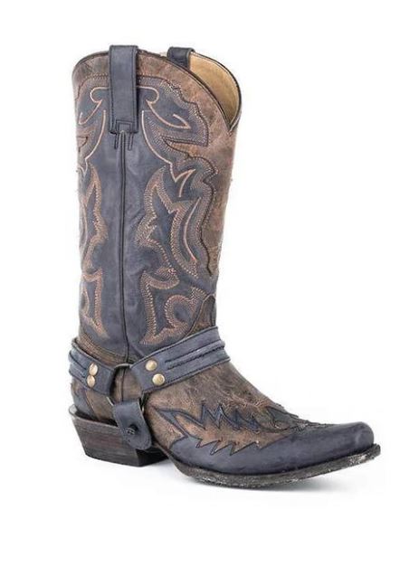 Men's Stetson Outlaw Bad Guy Tan Harness Leather Sole Boot 12-020-6204-3750