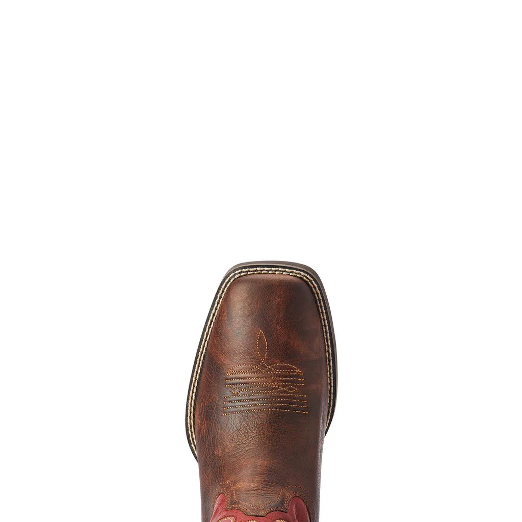 Ariat® Men's Sport Pardner Matte Brown & Red Square Toe Boots 10042391