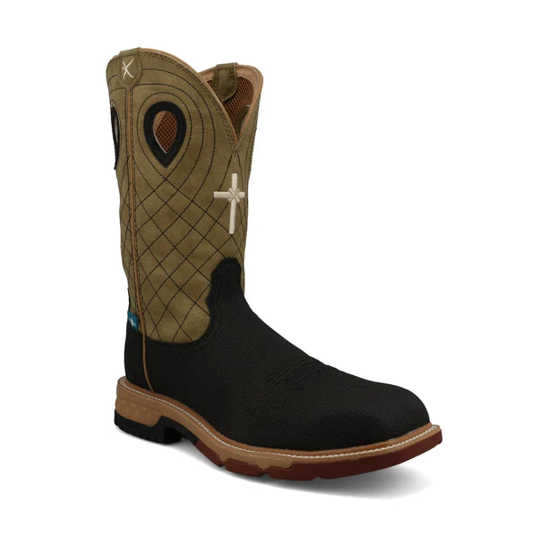 Twisted X® Men's 12" Western Charcoal & Kiwi Nano Toe Work Boots MXBNW06