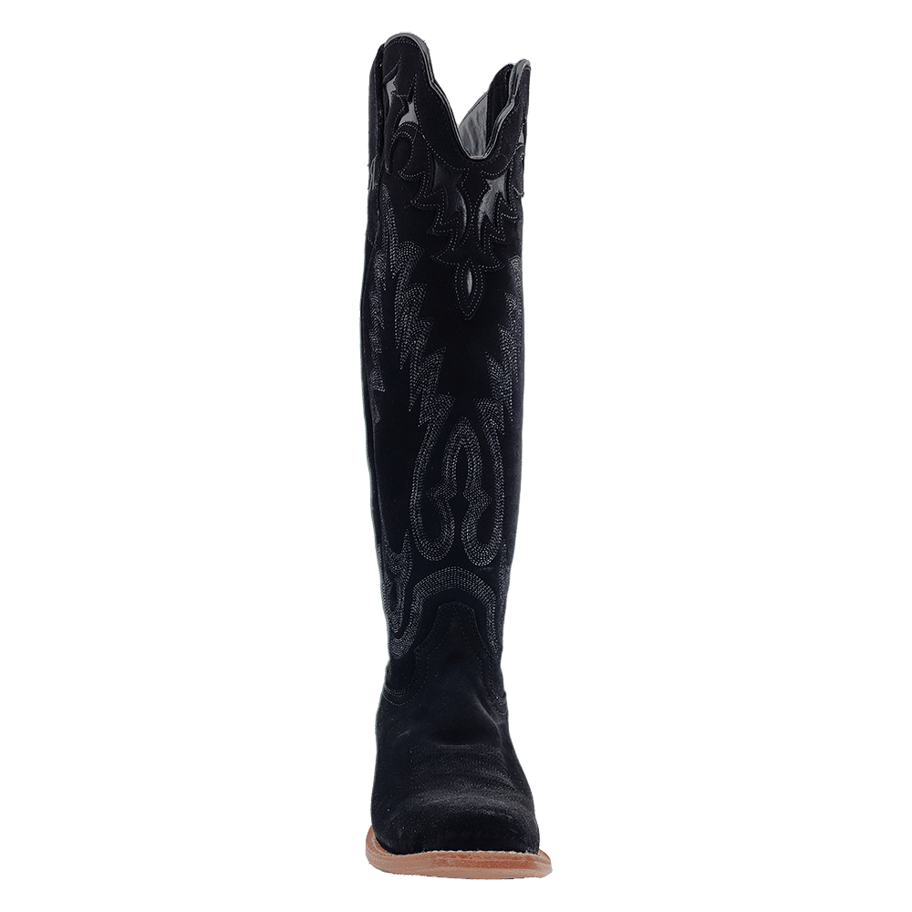 WOMEN'S R. WATSON RWL8420 17″ Black Rough Out WESTERN BOOTS