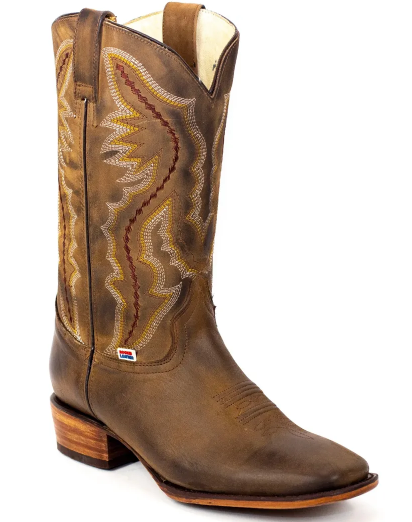 1576 - RockinLeather Men's Brown Distressed Western Boot W/ Square Toe