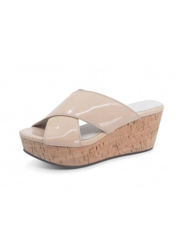 Chocolat Blu Winner Patent Wedge Sandal Nude (beige) / 8.5