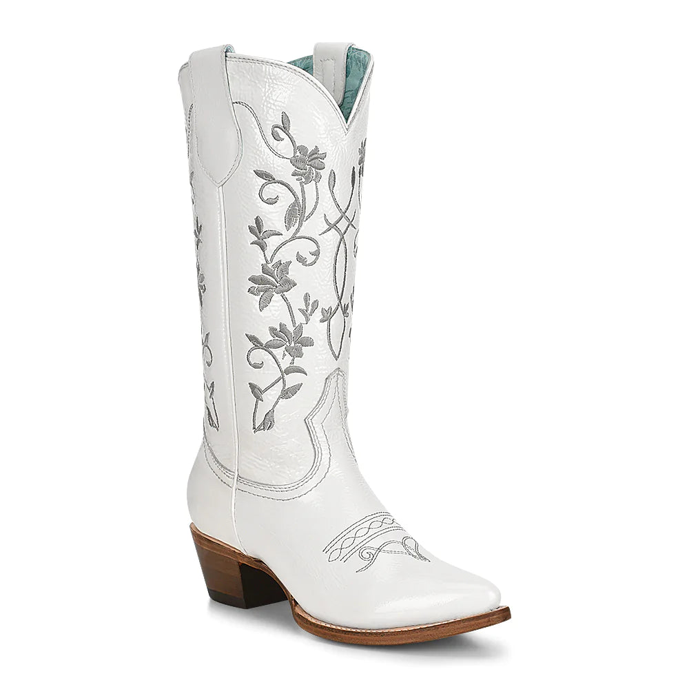 CORRAL WOMEN'S FLORAL EMBROIDERED PATENT LEATHER WESTERN BOOTS - POINTED TOE Z5103