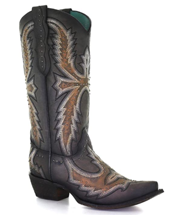 Corral Women's Hand Painted With Embroidery Western Boot - Snip Toe - C3651