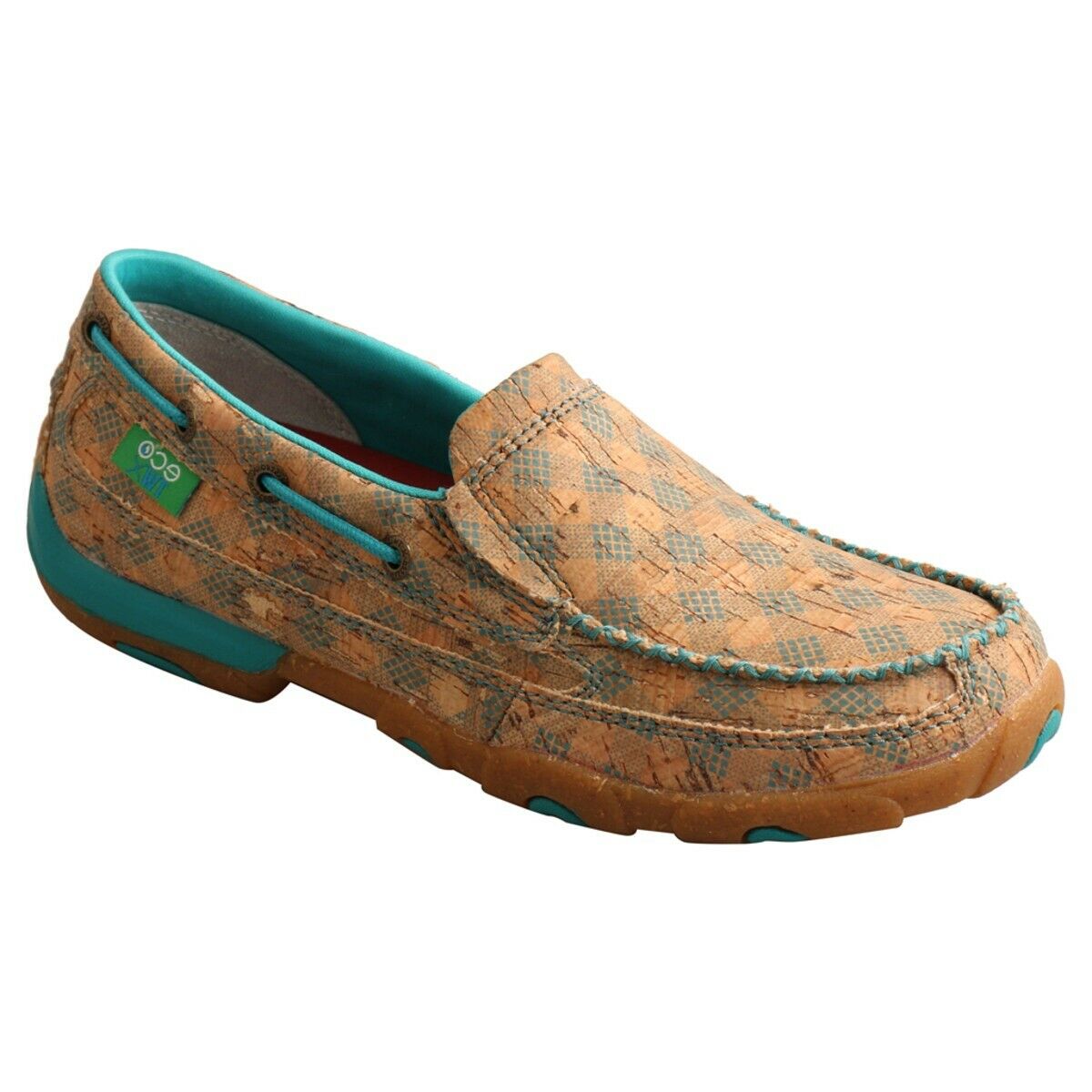 Twisted X Ladies Tan & Turquoise Slip On Driving Mocs WDMS022