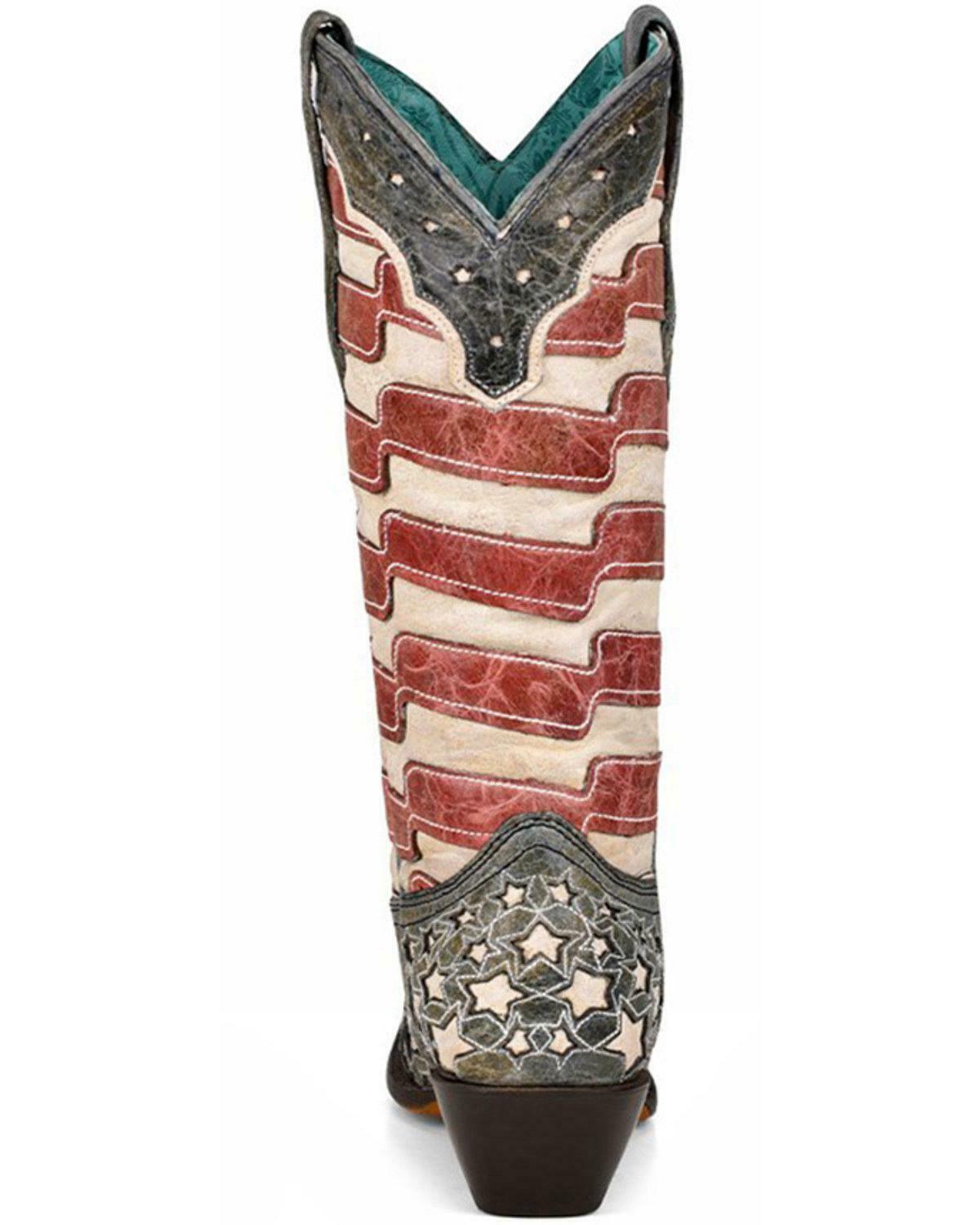 Corral Women's Blue Jeans Stars and Stripes Western Boot - Snip Toe - A4152