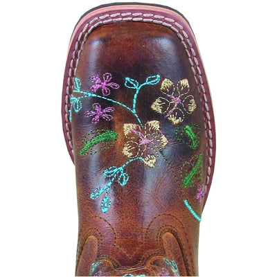 Smoky Mountain Youth Girls Floralie Brown Embroidered Square Toe Boots 3843Y