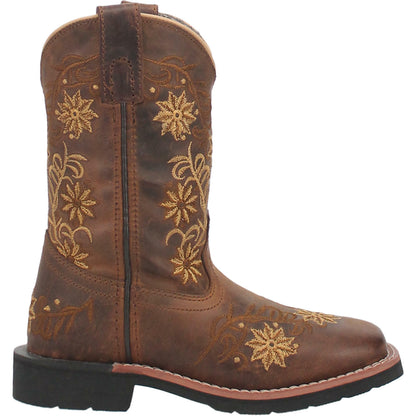 Dan Post Youth Gardenia Embroidered Honey Brown Leather Boots DPC3942