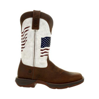 Durango® Ladies Brown & White Flag Embroidery Western Boots DRD0394