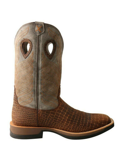 Twisted X Western Boots Mens Caiman Vamp 12" Brown Gray MXW0003