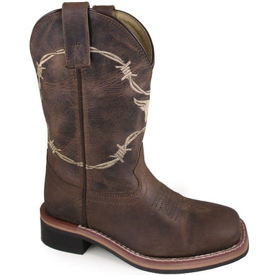 Smoky Mountain Toddler Boys Logan Waxed Brown Leather Cowboy Boots 3923T