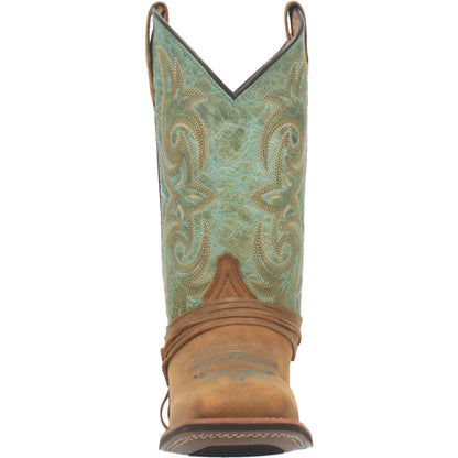 Laredo Ladies Sadie Tan and Turquoise Square Toe Boots 5847