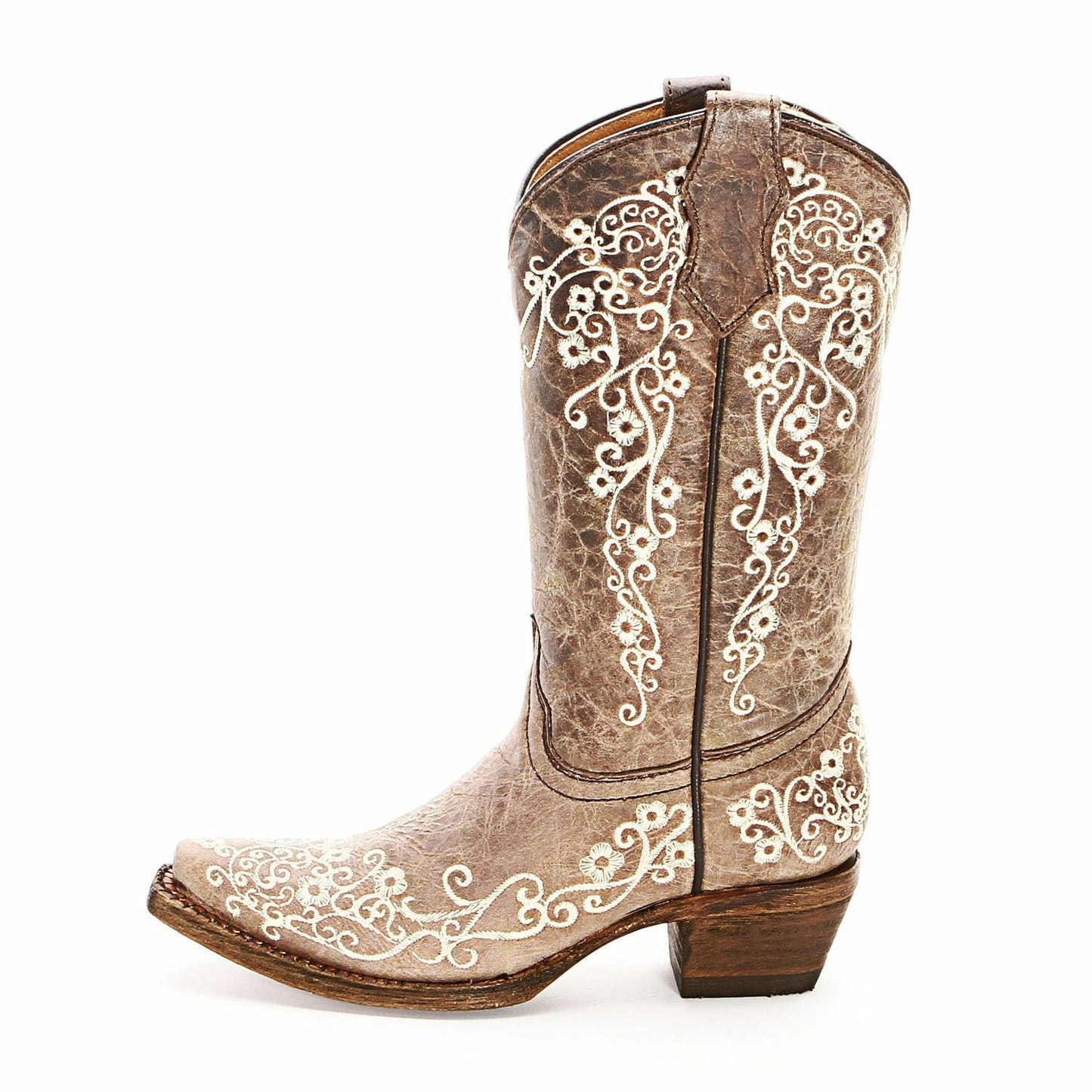 KIDS YOUTH CORRAL COWGIRL BOOTS A2773-FLORAL EMBROIDERED
