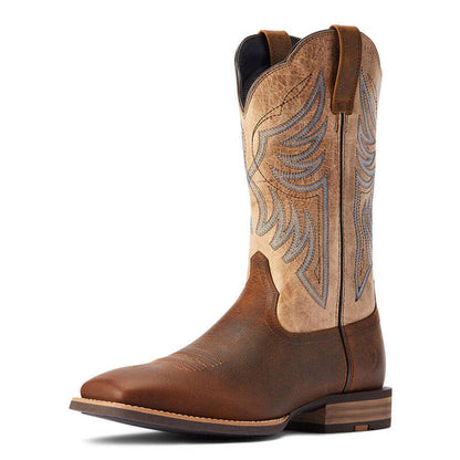 10042436 Ariat Mens Everlite Wide Square Toe Cowboy Boot Whole Wheat/Sand Dollar