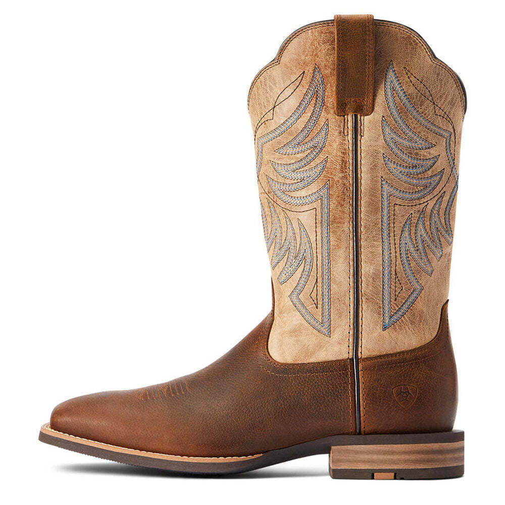 10042436 Ariat Mens Everlite Wide Square Toe Cowboy Boot Whole Wheat/Sand Dollar