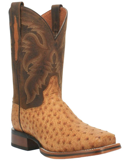 Dan Post Men's Kershaw Exotic Ostrich Skin Western Boot Wide Square Toe - Dp4951