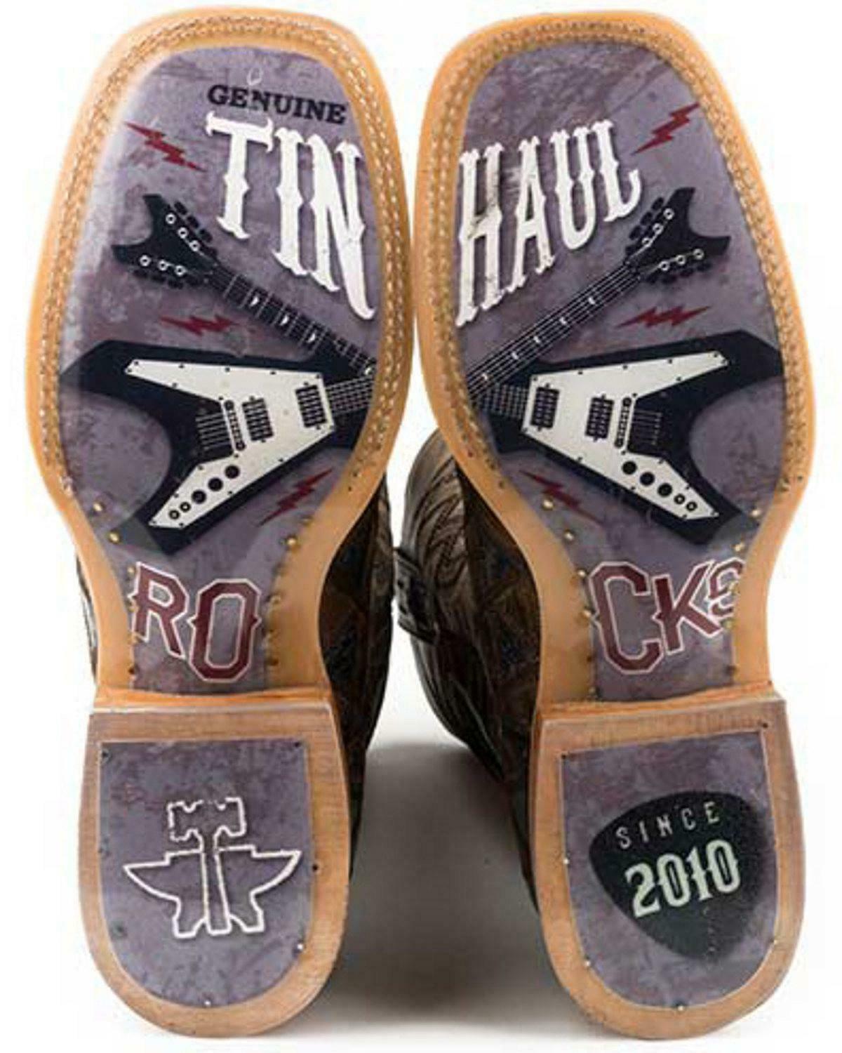 Tin Haul Men's Patchwork Vamp Western Boot - Square Toe - 14-020-0077-0383 BL