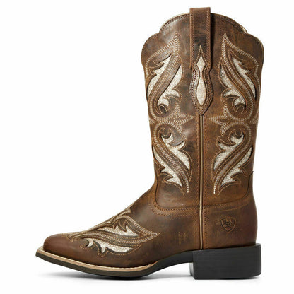 Women's Ariat Round Up Bliss Sassy Brown Wide Sq Toe 10034056