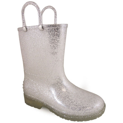 Smoky Mountain Childrens Girls Stardust Silver PVC Rain Boots 2720C