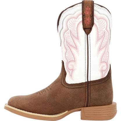 Durango® Lil' Rebel Pro™ Little Kid's Trail Brown and White Western Boot DBT0242
