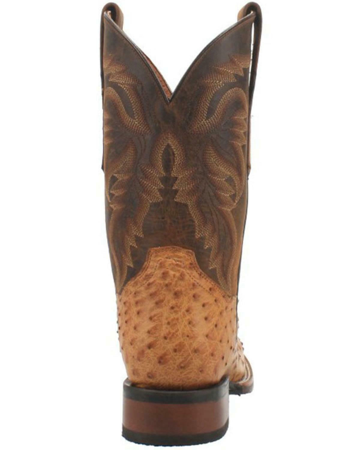 Dan Post Men's Kershaw Exotic Ostrich Skin Western Boot Wide Square Toe - Dp4951