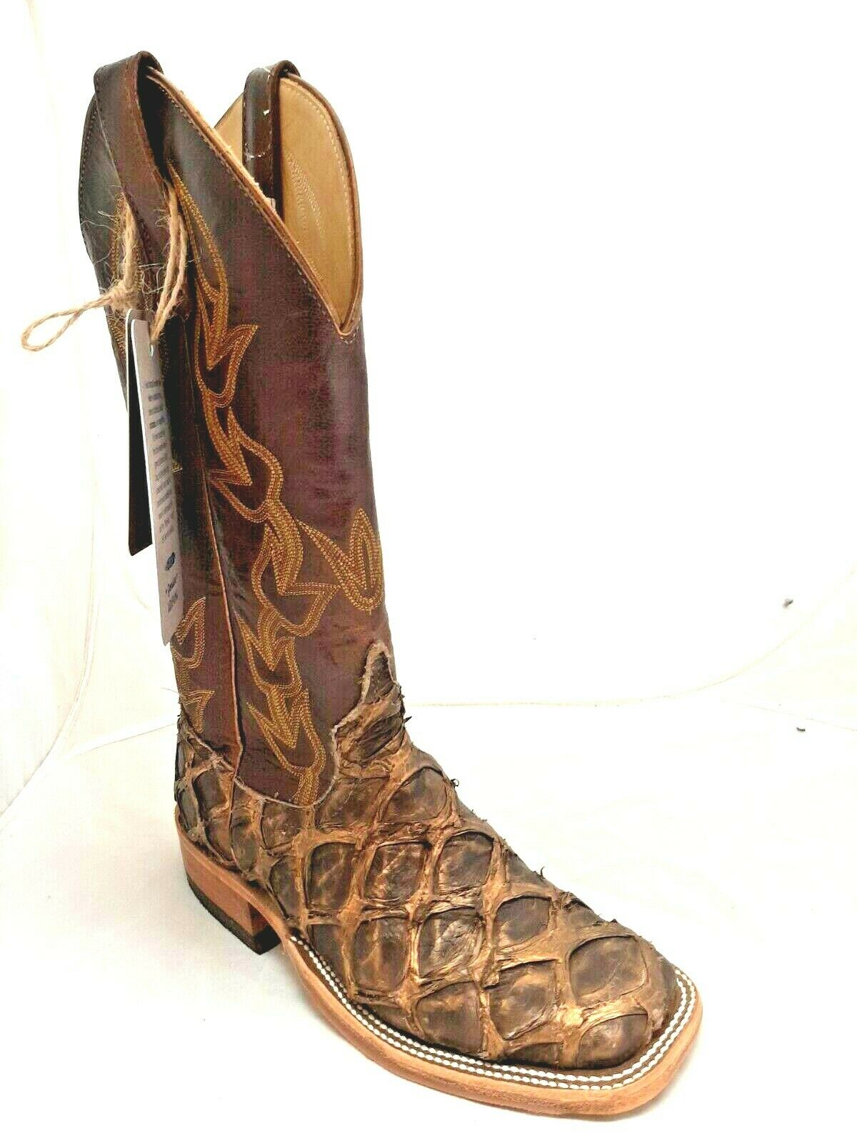 WOMEN'S ANDERSON BEAN BIG BASS BRONZE WESTERN BOOTS 330824 SQUARE TOE