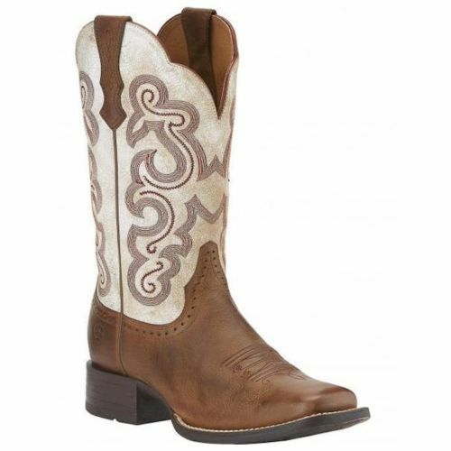 WOMEN'S ARIAT QUICKDRAW SANDSTORM/ DISTRESSED WHITE WESTERN BOOTS 10015318